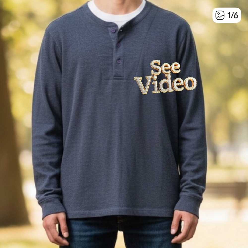 DENVER HAYES Grey Long Sleeve Classic Fit Ottoman Henley Shirt. See video